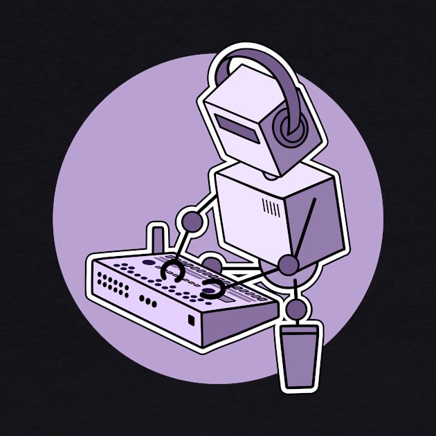 Robot Playing Drum Machine (pocket print size) by Atomic Malibu